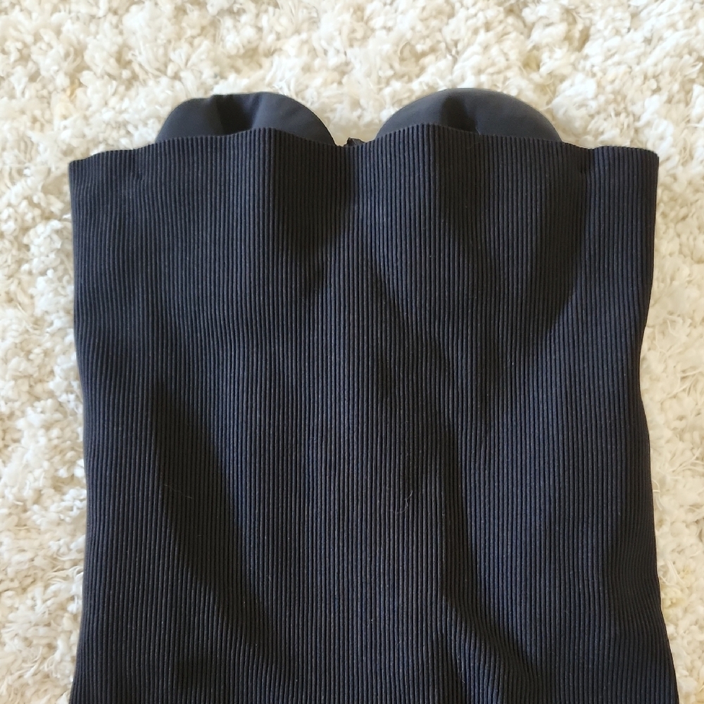 Burberry Black Ribbed Strapless Top